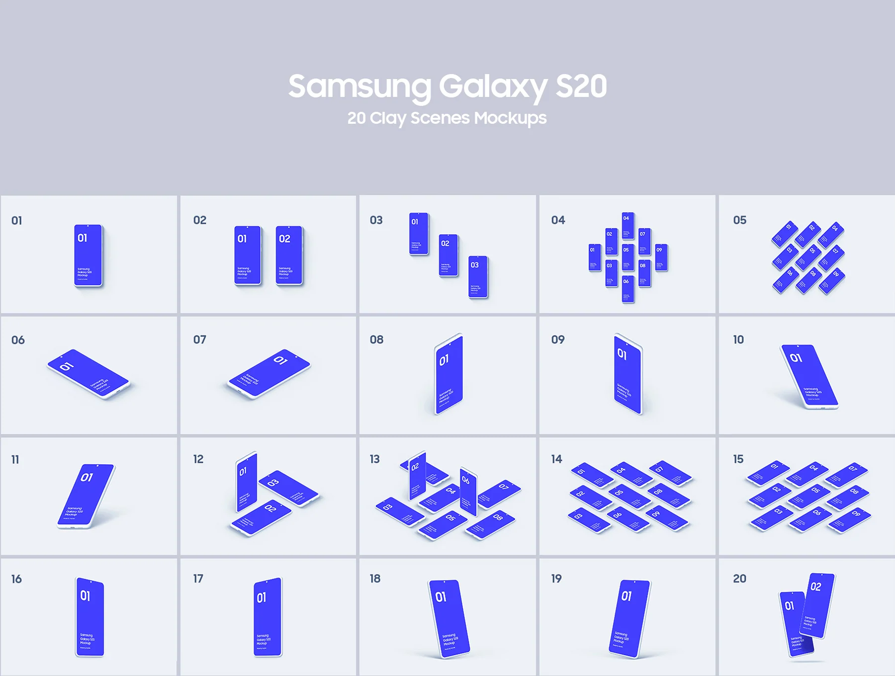 Samsung Galaxy S20 - 20 Clay Mockups 2