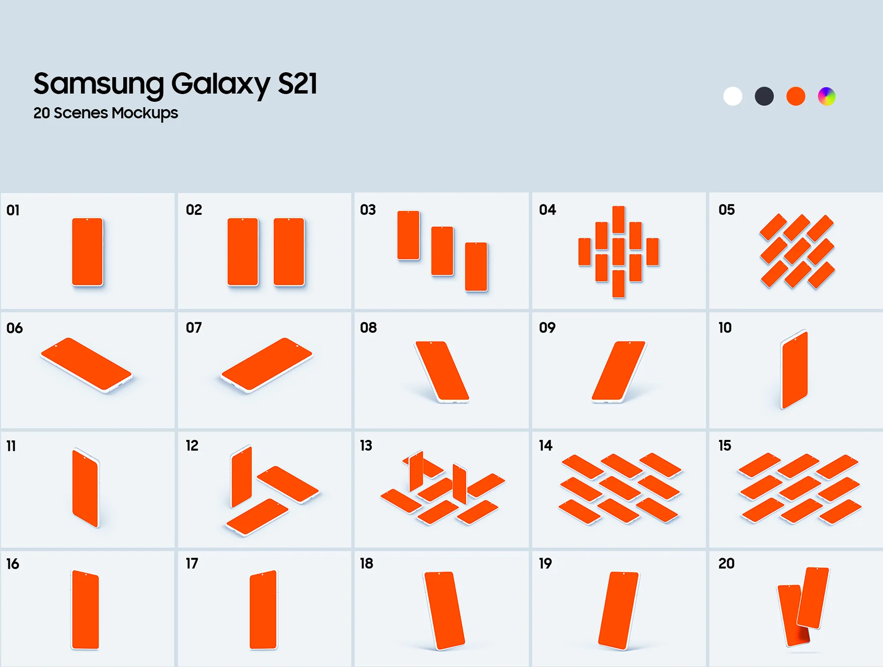 Samsung Galaxy S21 - 20 Clay Mockups 2