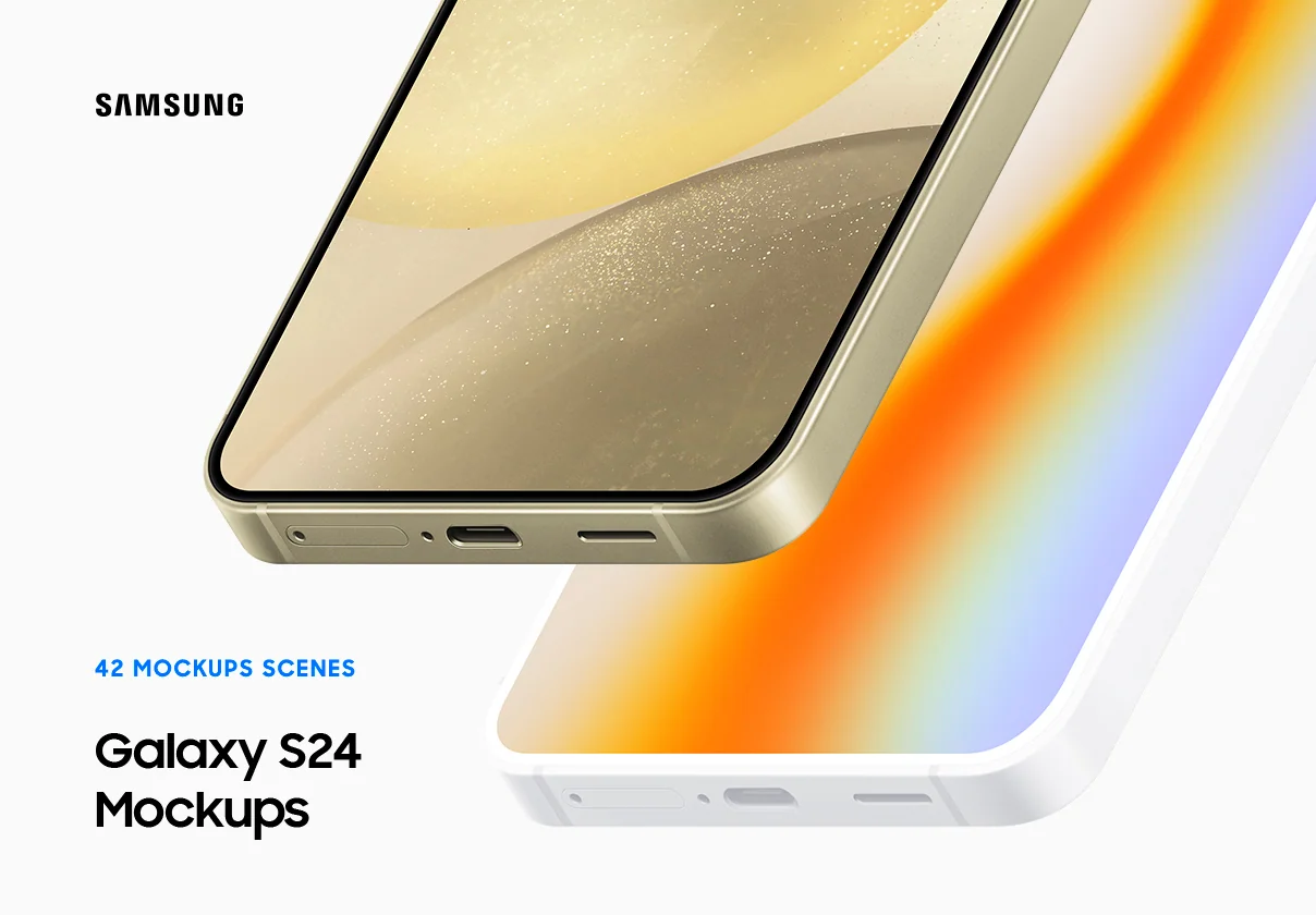 Samsung Galaxy S24 - 42 Mockups Scenes