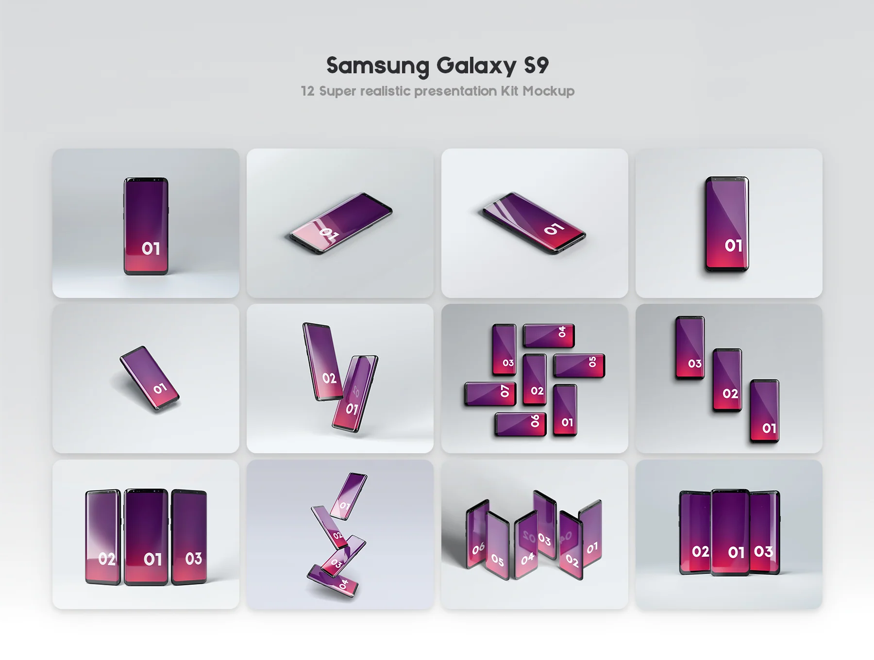 Samsung Galaxy S9 Presentation mockup Kit 6