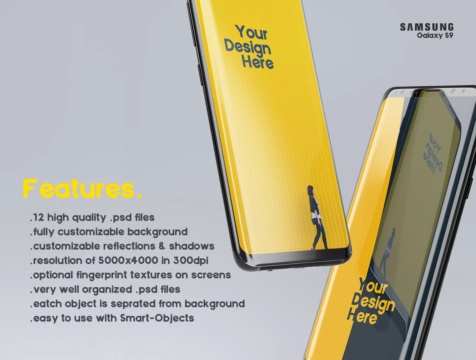 Samsung Galaxy S9 Presentation mockup Kit 7