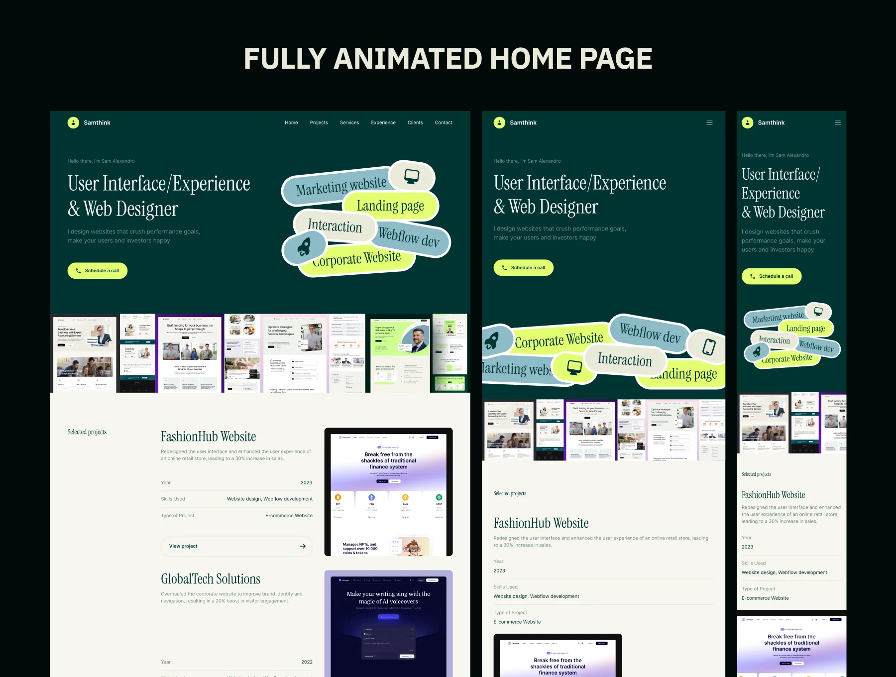 Samthink - Designer Portfolio Framer Website Template