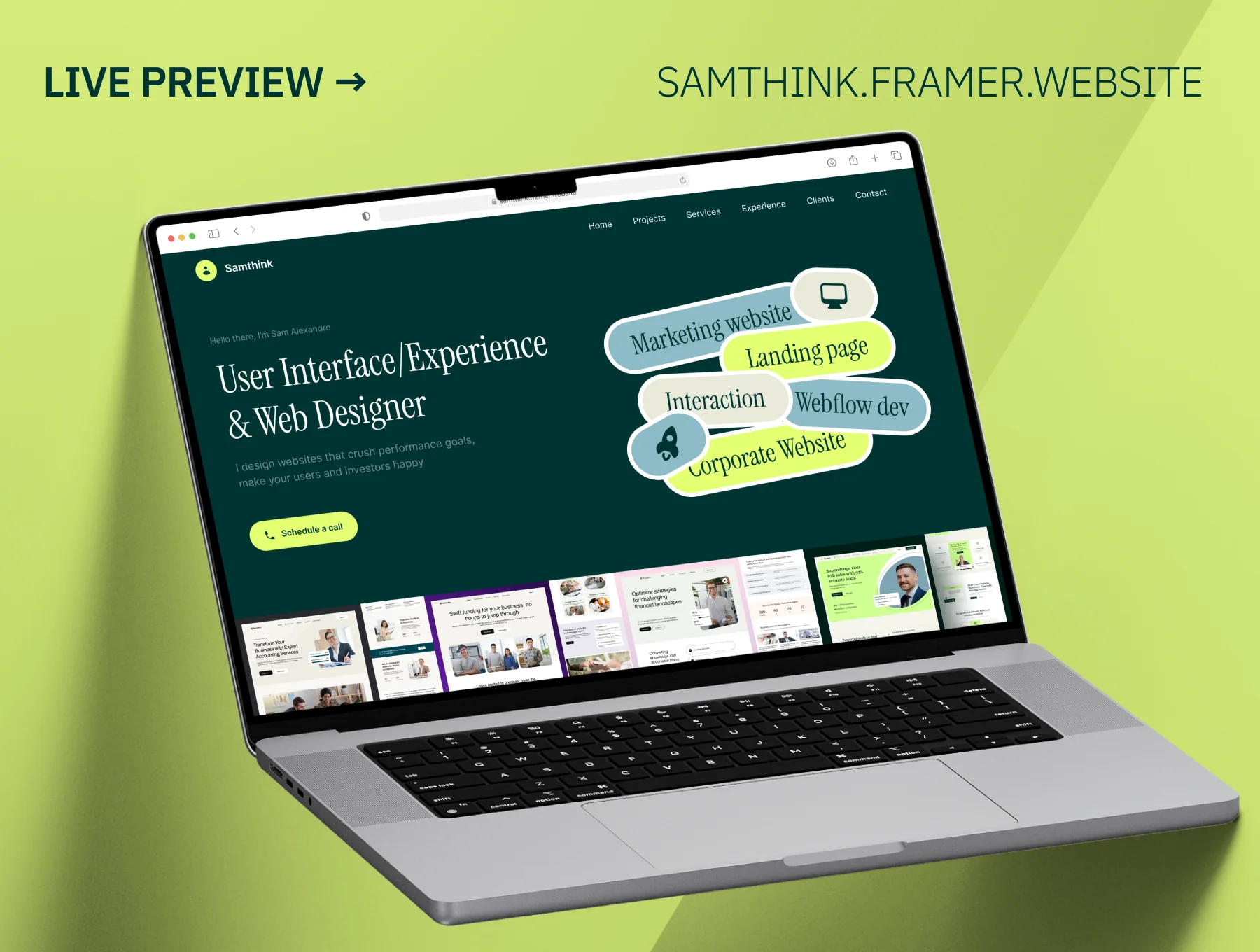 Samthink - Designer Portfolio Framer Website Template 6