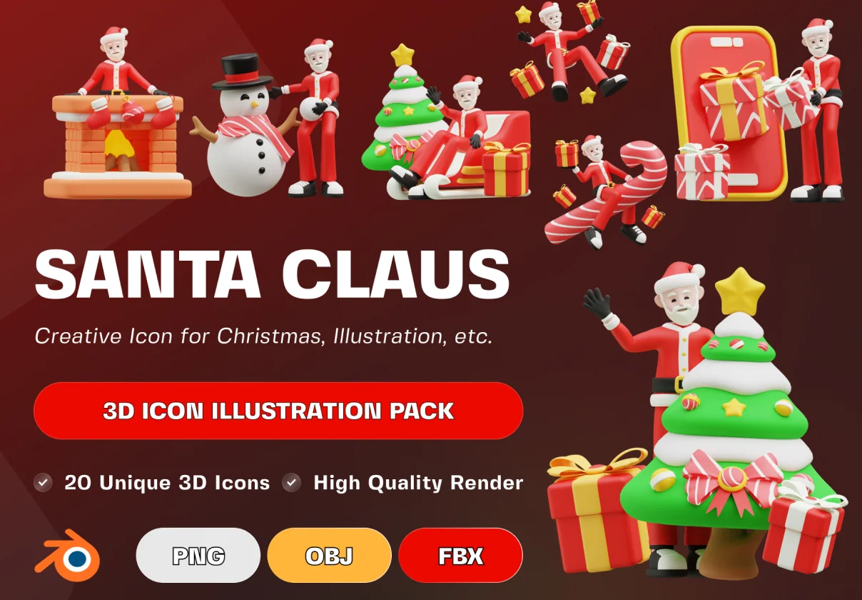 Santa Claus 3D Icon Pack
