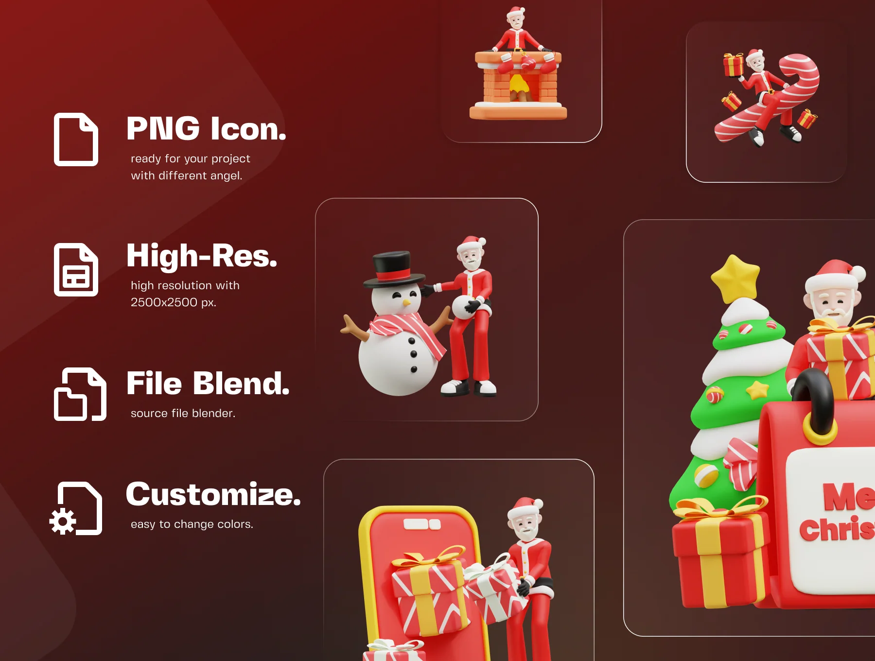 Santa Claus 3D Icon Pack 2
