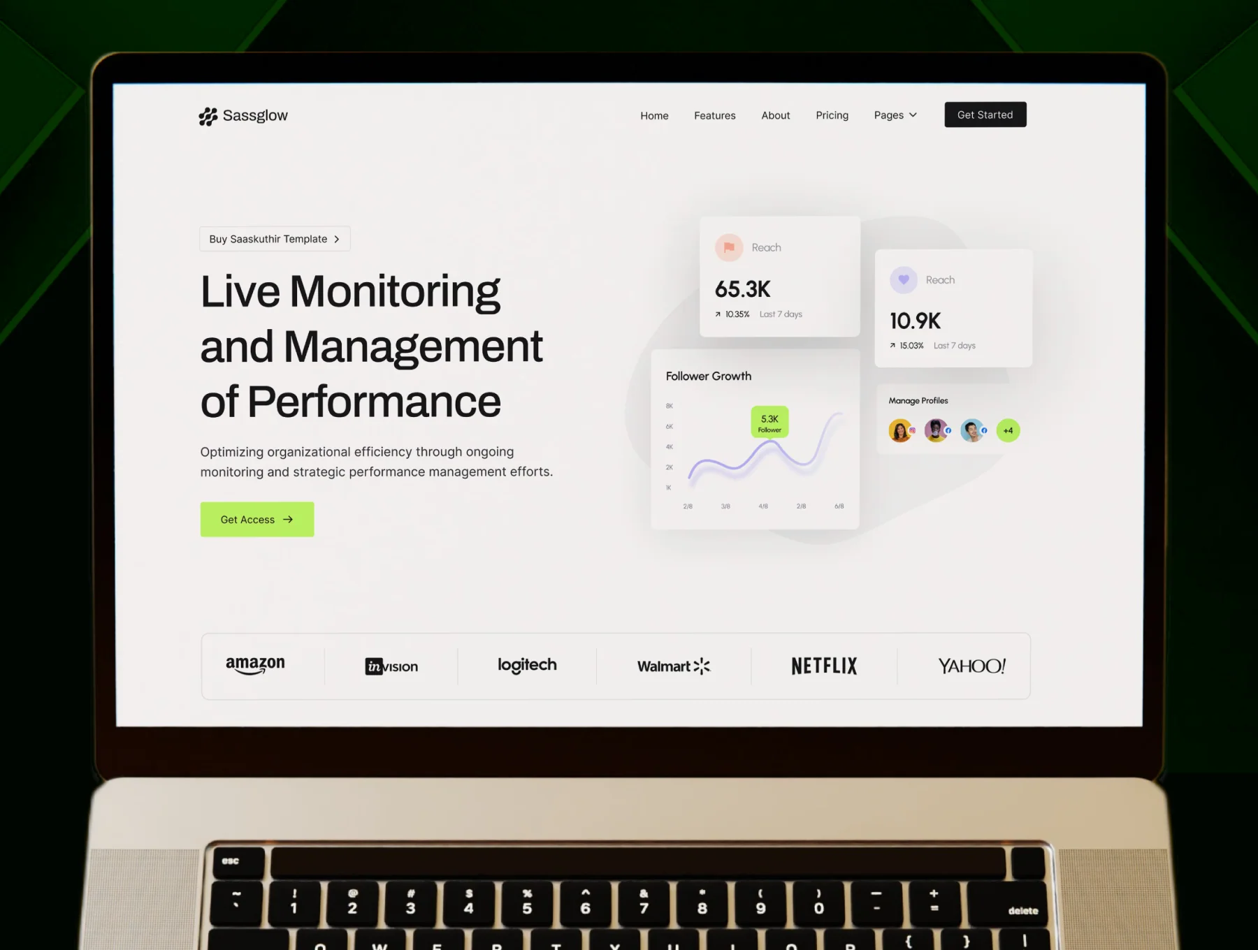 Sassglow - Framer SaaS Website Templates