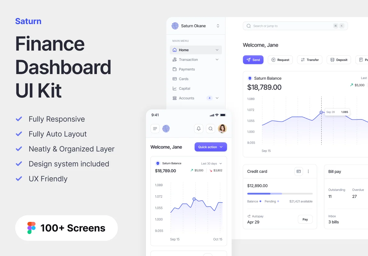 Saturn - Finance Dashboard UI Kit