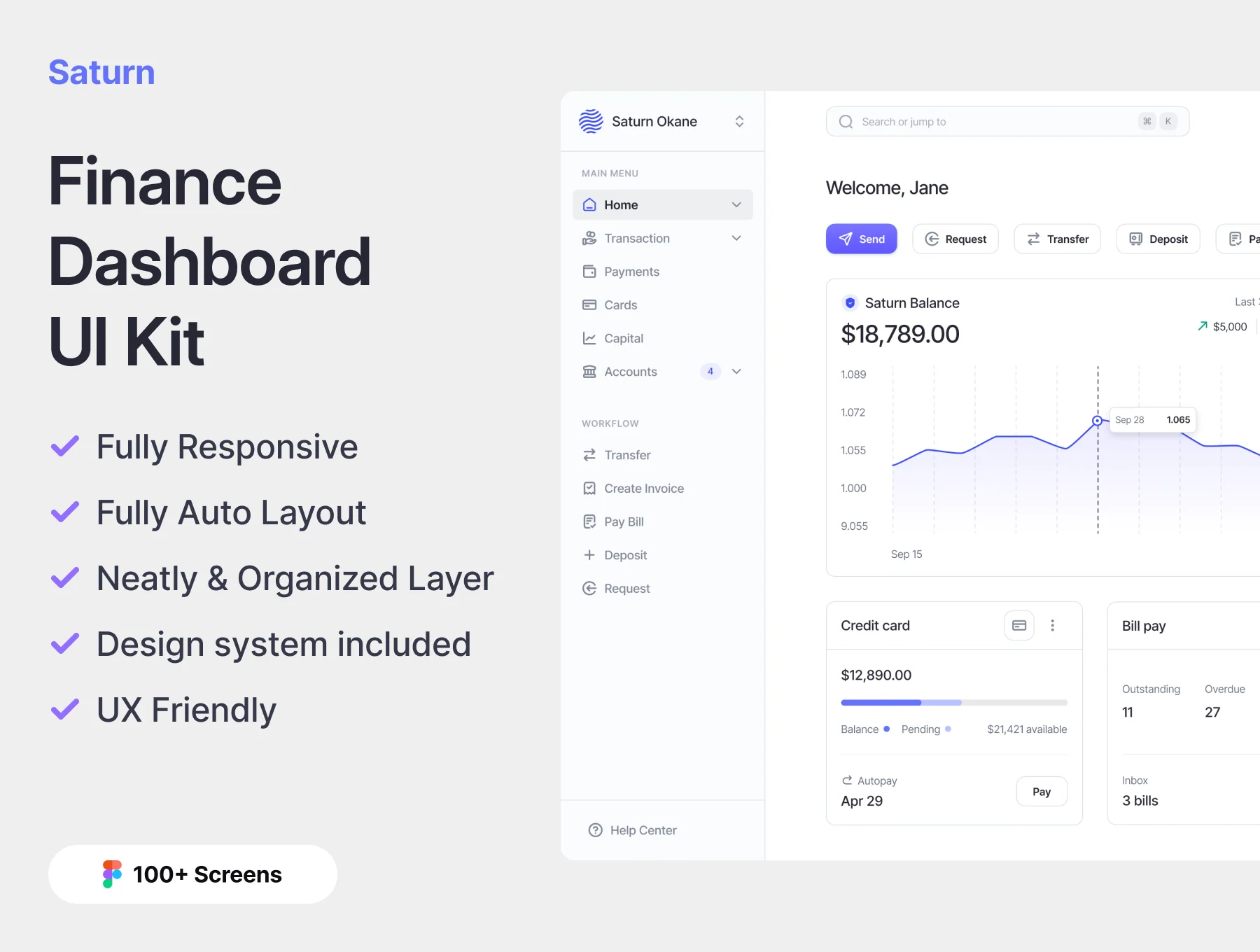 Saturn - Finance Dashboard UI Kit