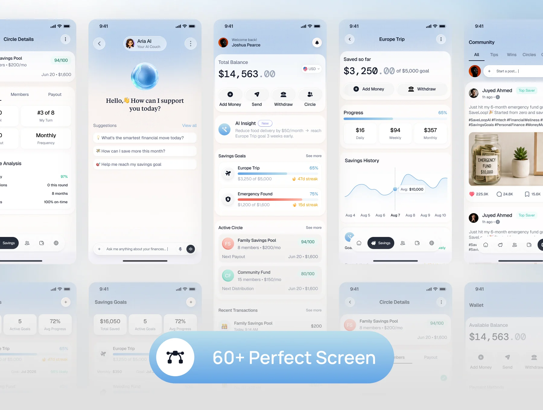 SaveLoop – AI Savings, Wallet & Social Finance Mobile App UI Kit 5