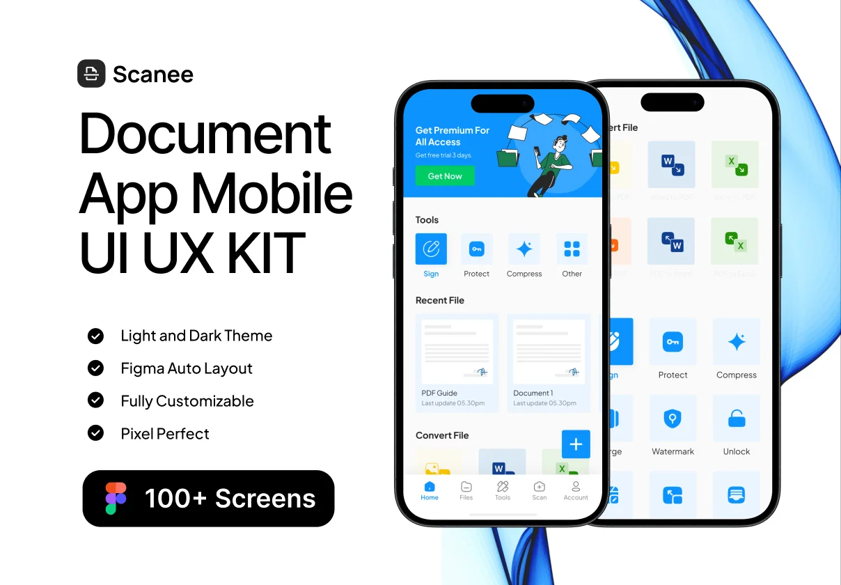 Scanee - Document Scanner App Mobile UI UX KIT