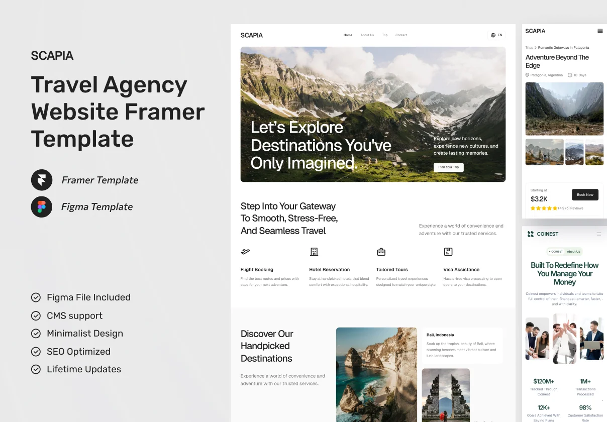 Scapia - Travel Agency Website Framer Template