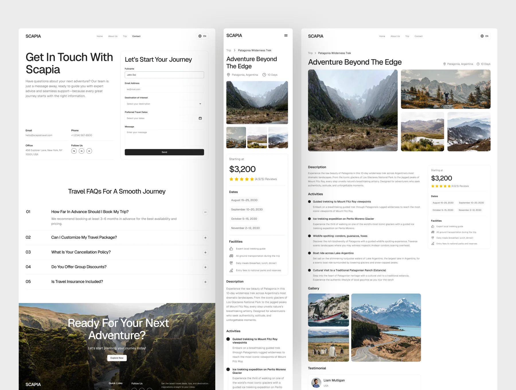 Scapia - Travel Agency Website UI Figma Template