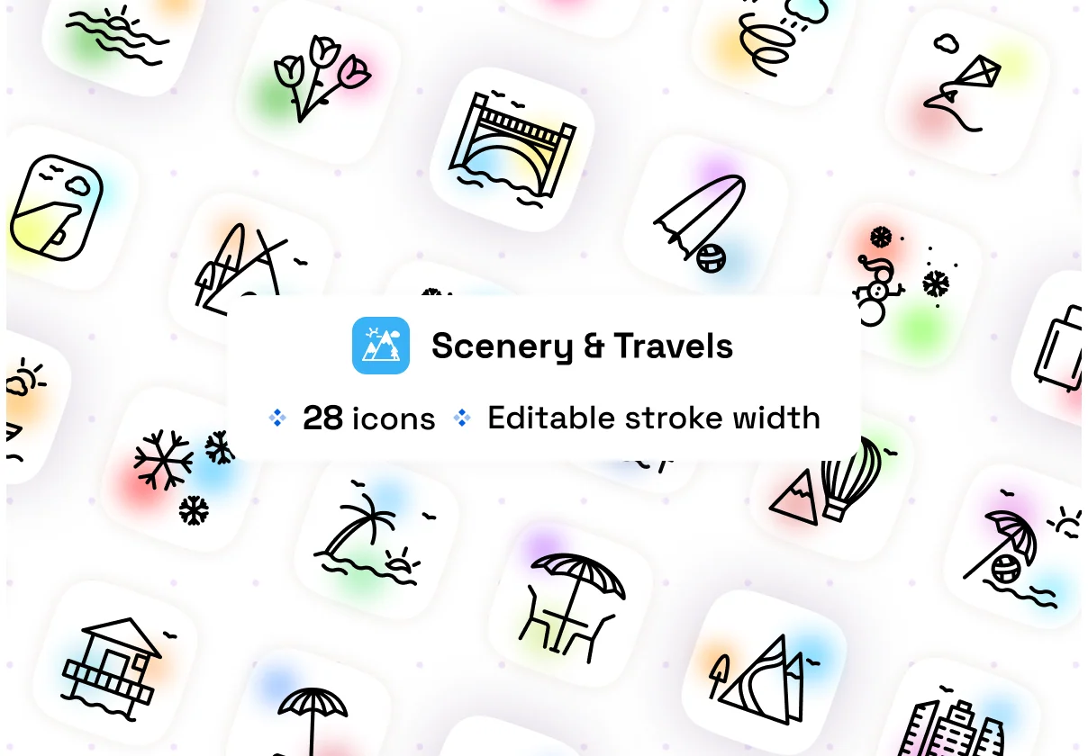Scenery and travels icons