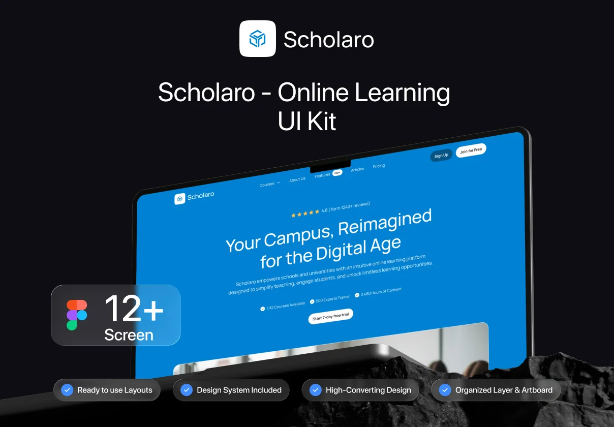 Scholaro - Online Learning Platform Website UI Kit