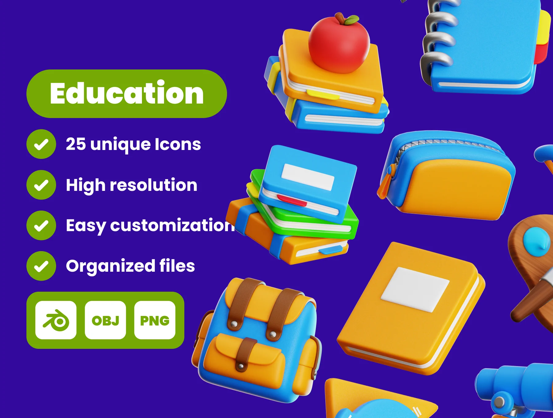 Education Back To School 3D Illustration Pack