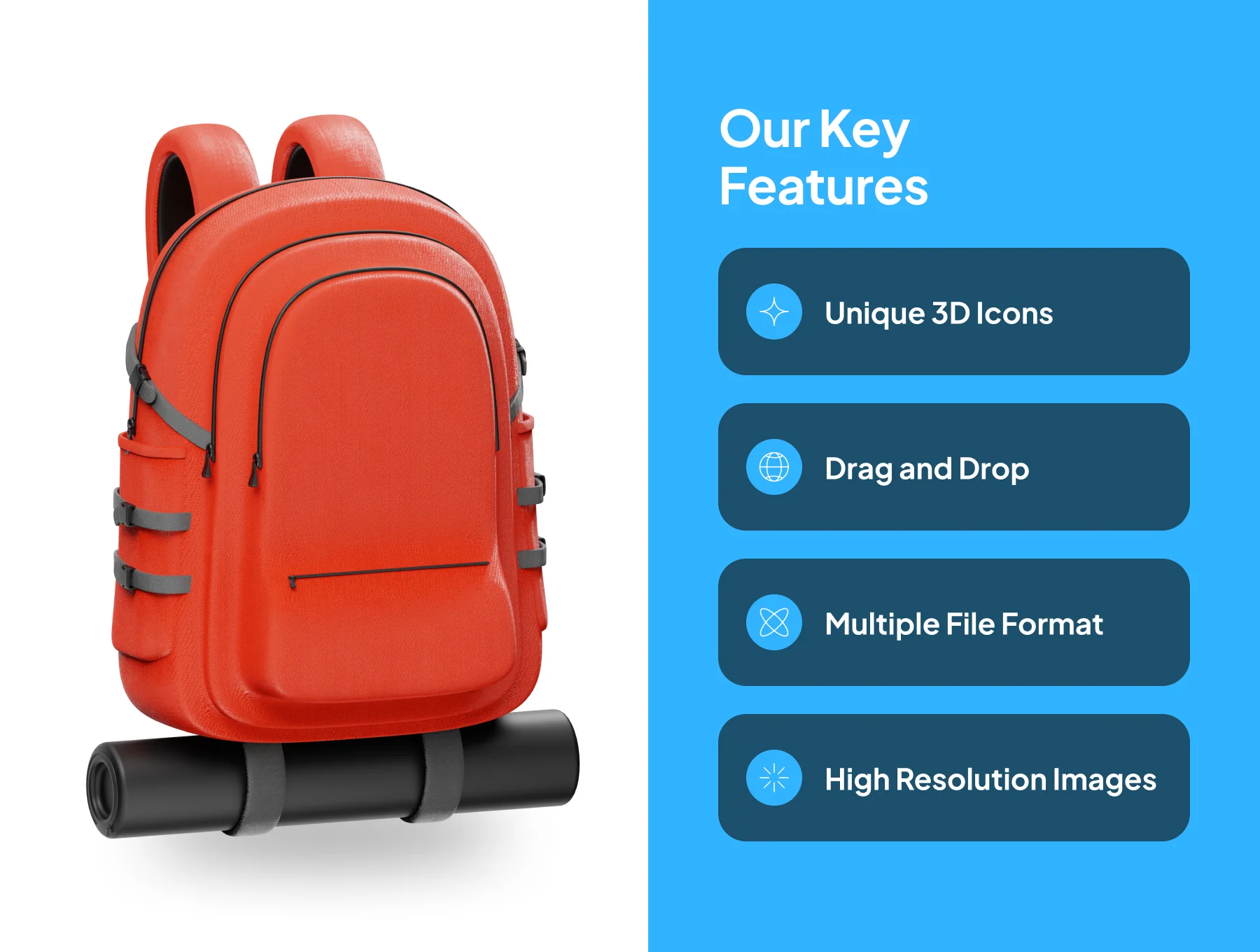 School Backpack 3D Icon 2