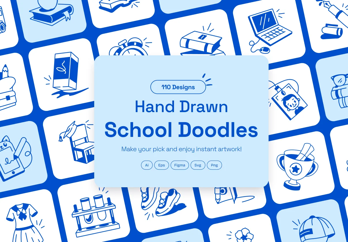 School Doodles Icon Set