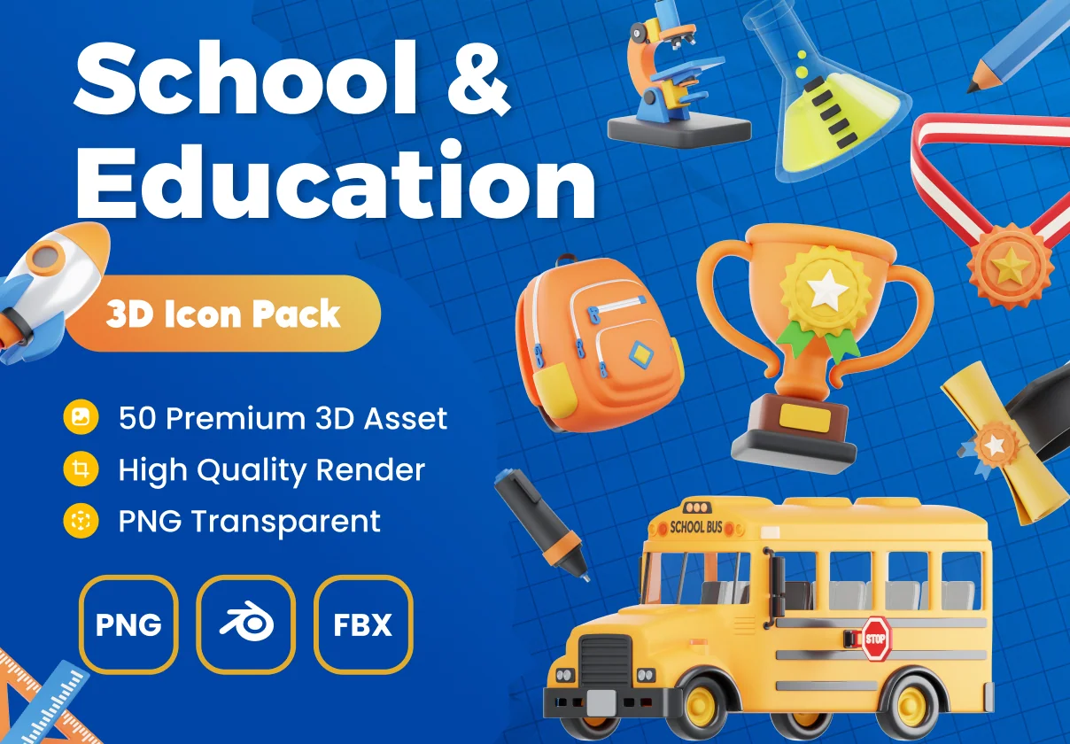 School & Education 3D Icon Pack
