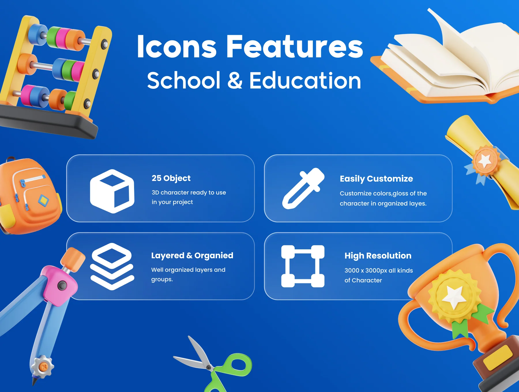 School & Education 3D Icon Pack 2