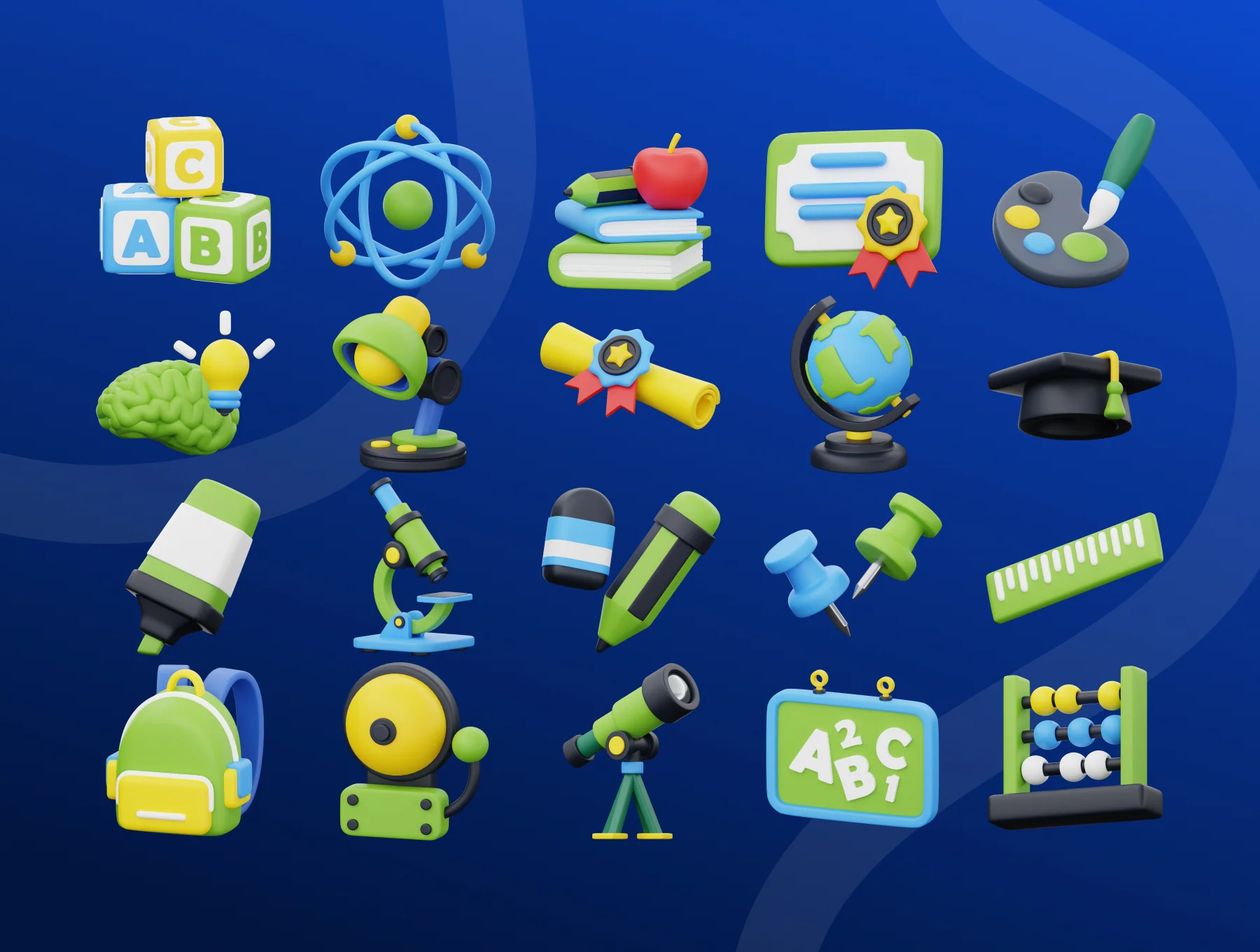 School & Education 3D Icon Set 5