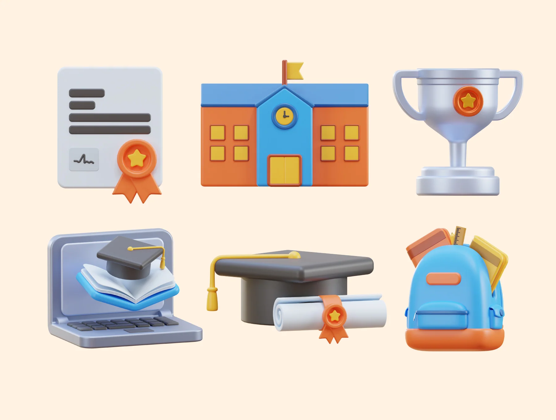 School Education & Learning 3D Icon Pack 6