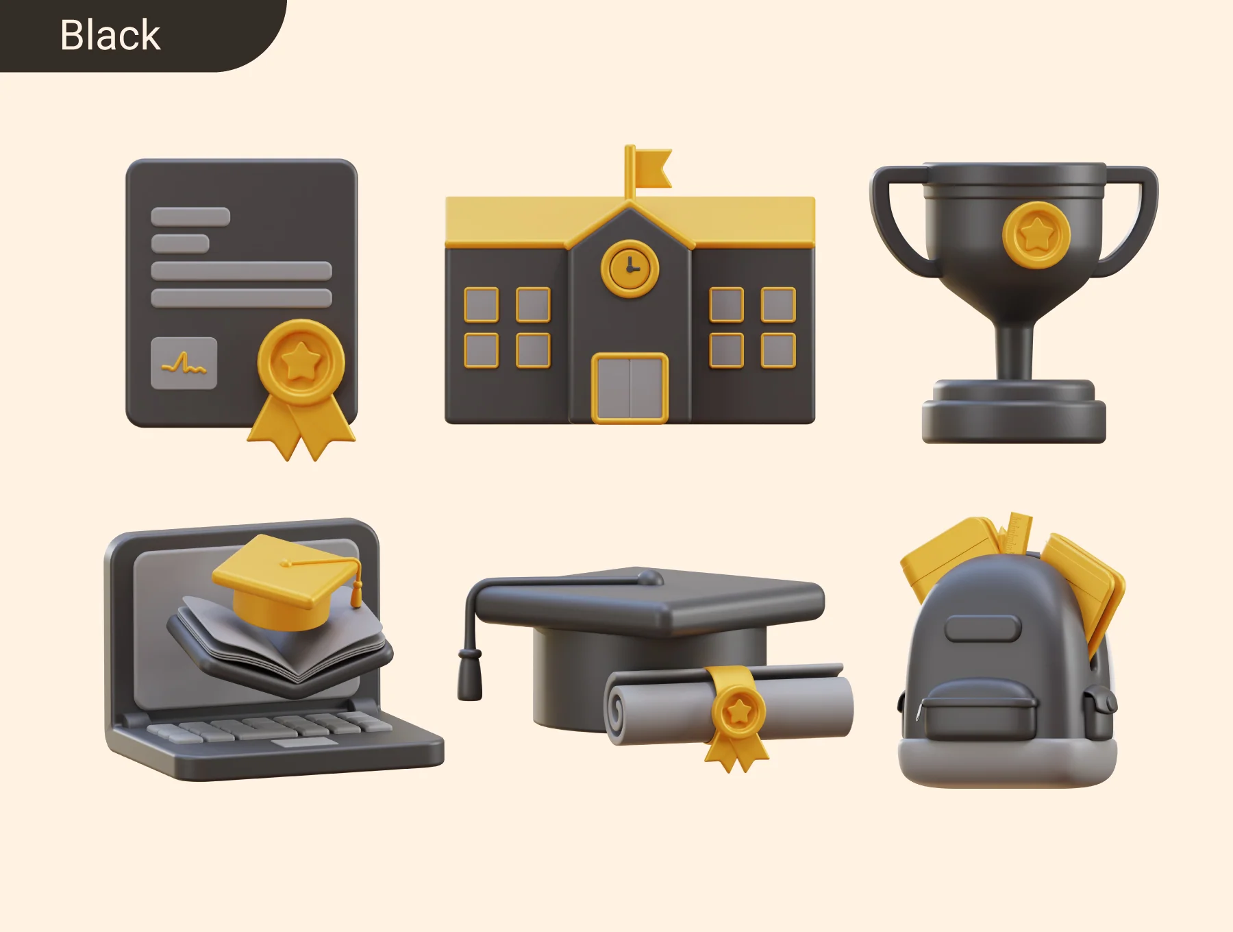 School Education & Learning 3D Icon Pack 7