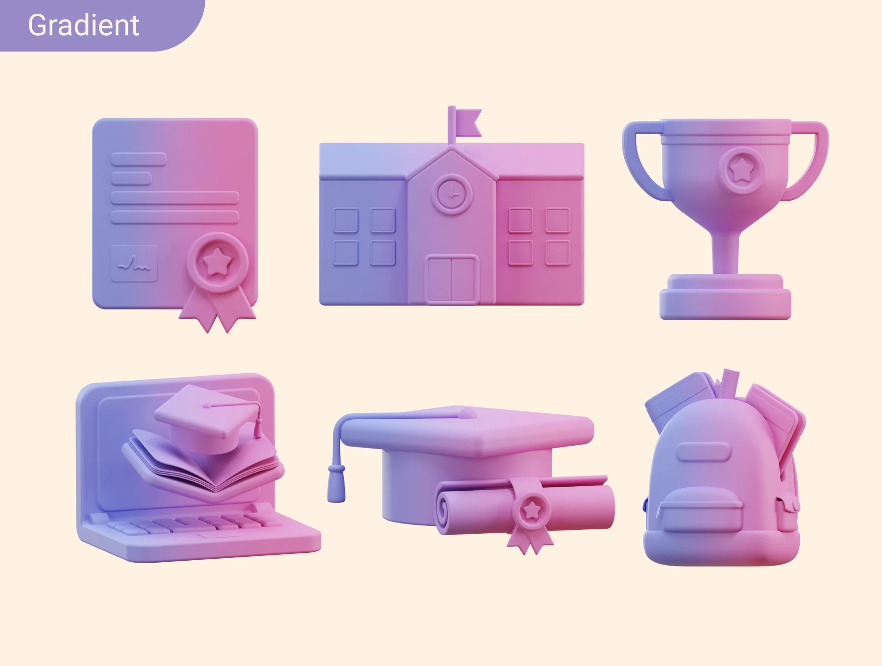 School Education & Learning 3D Icon Pack 8
