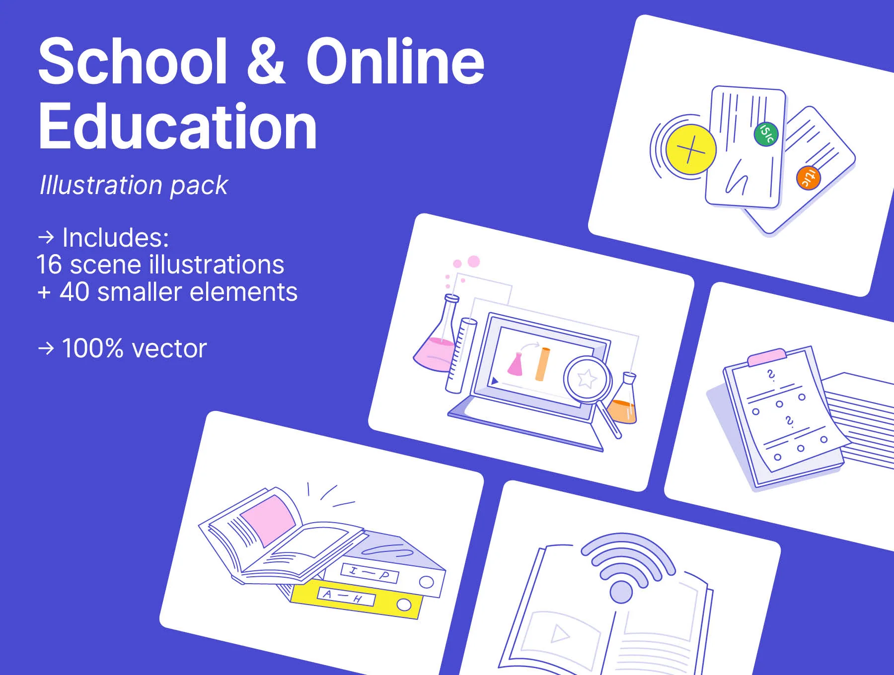 School & Online Education Illustrations