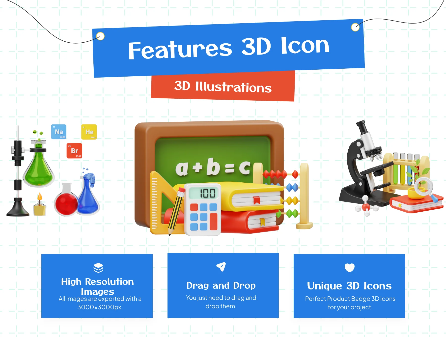 School Subject 3D Icon Set 2