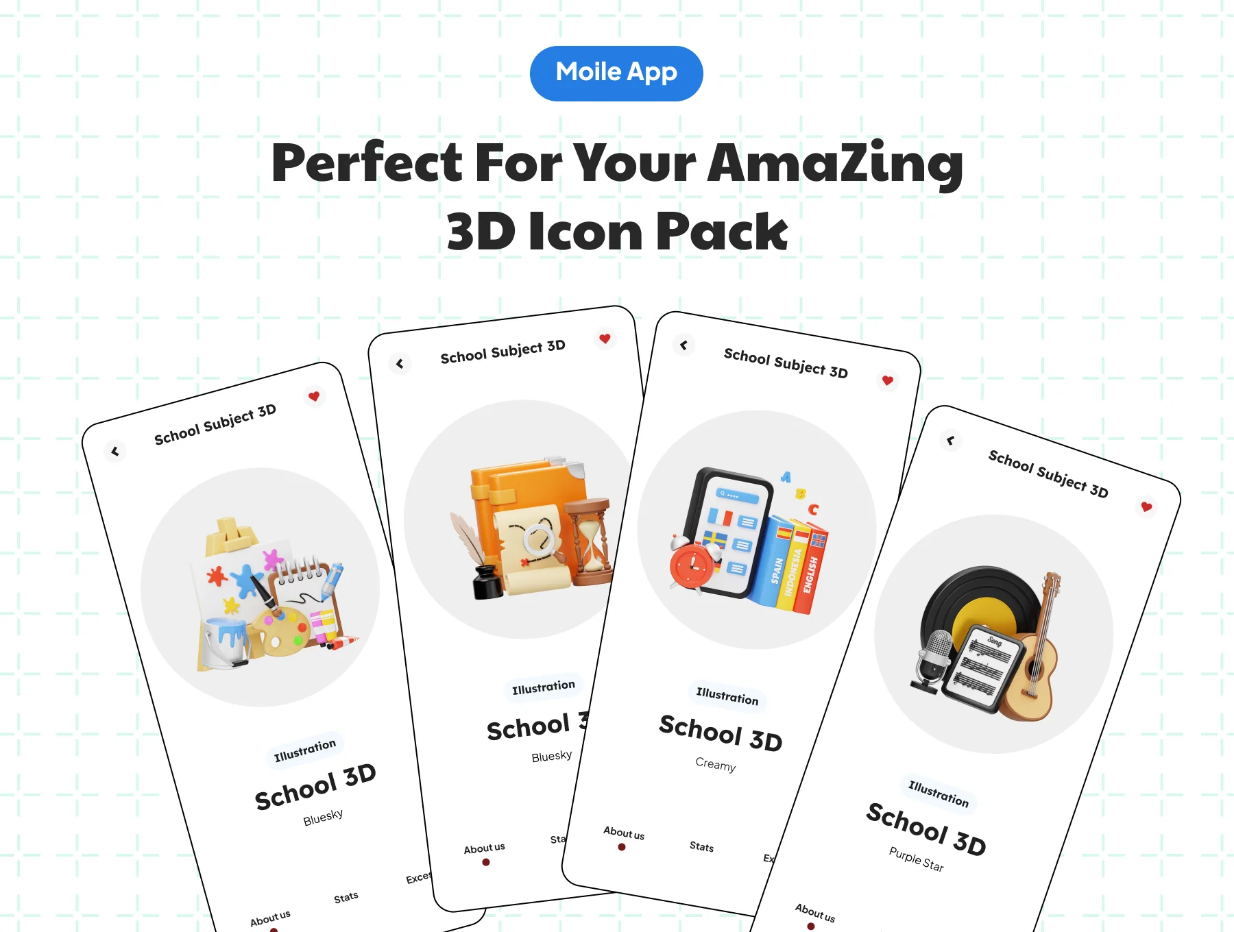 School Subject 3D Icon Set 4