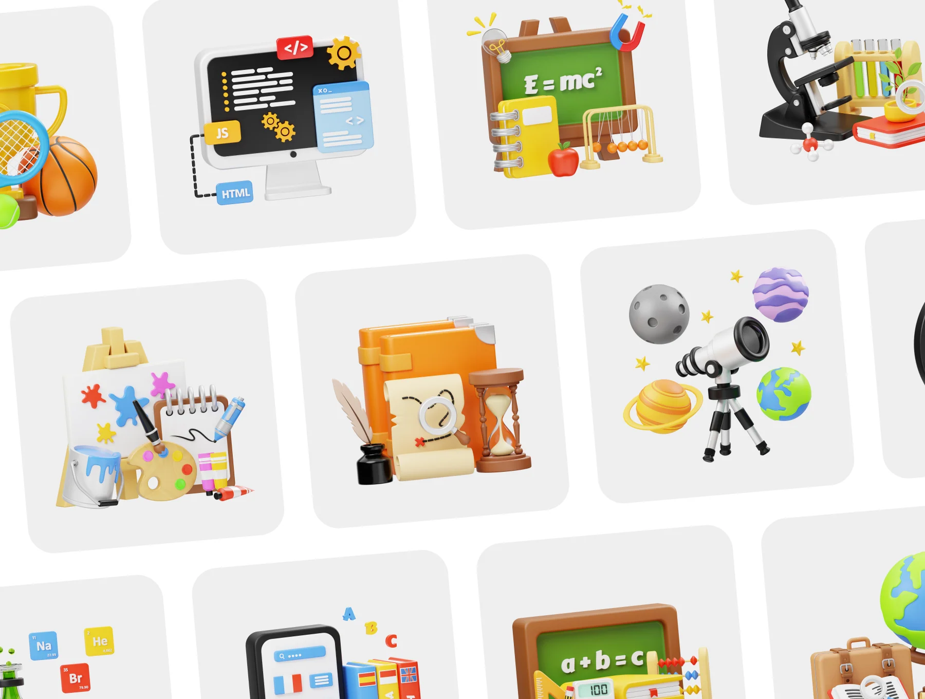 School Subject 3D Icon Set 5