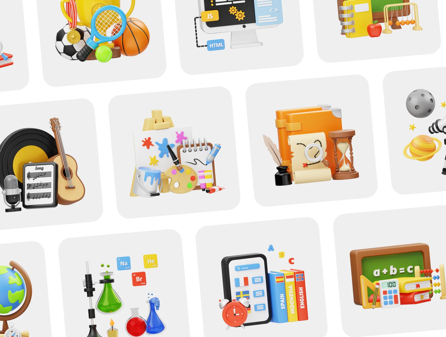 School Subject 3D Icon Set 6