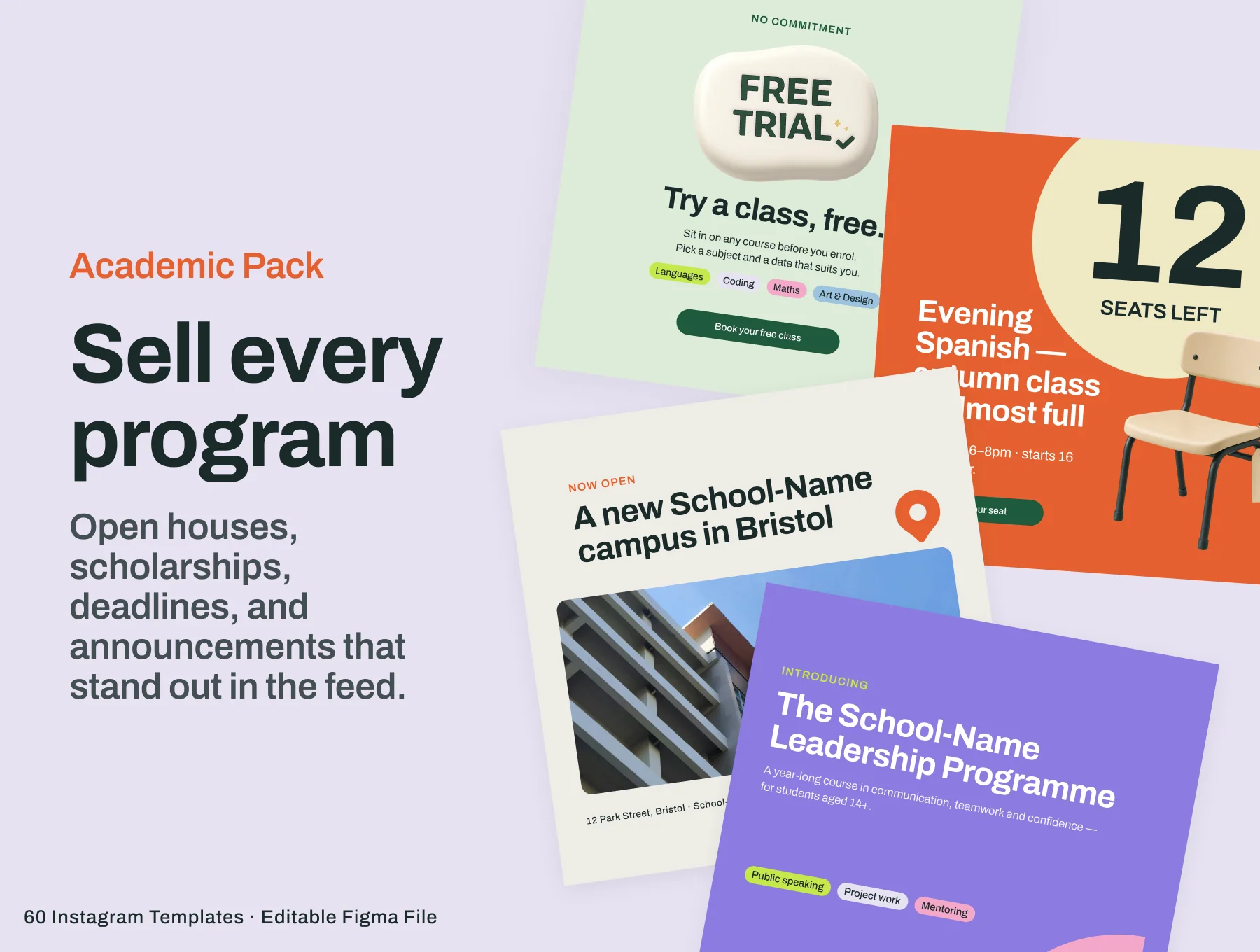 Schoolyard Academic Pack - 60 Instagram (Canva + Figma) 2