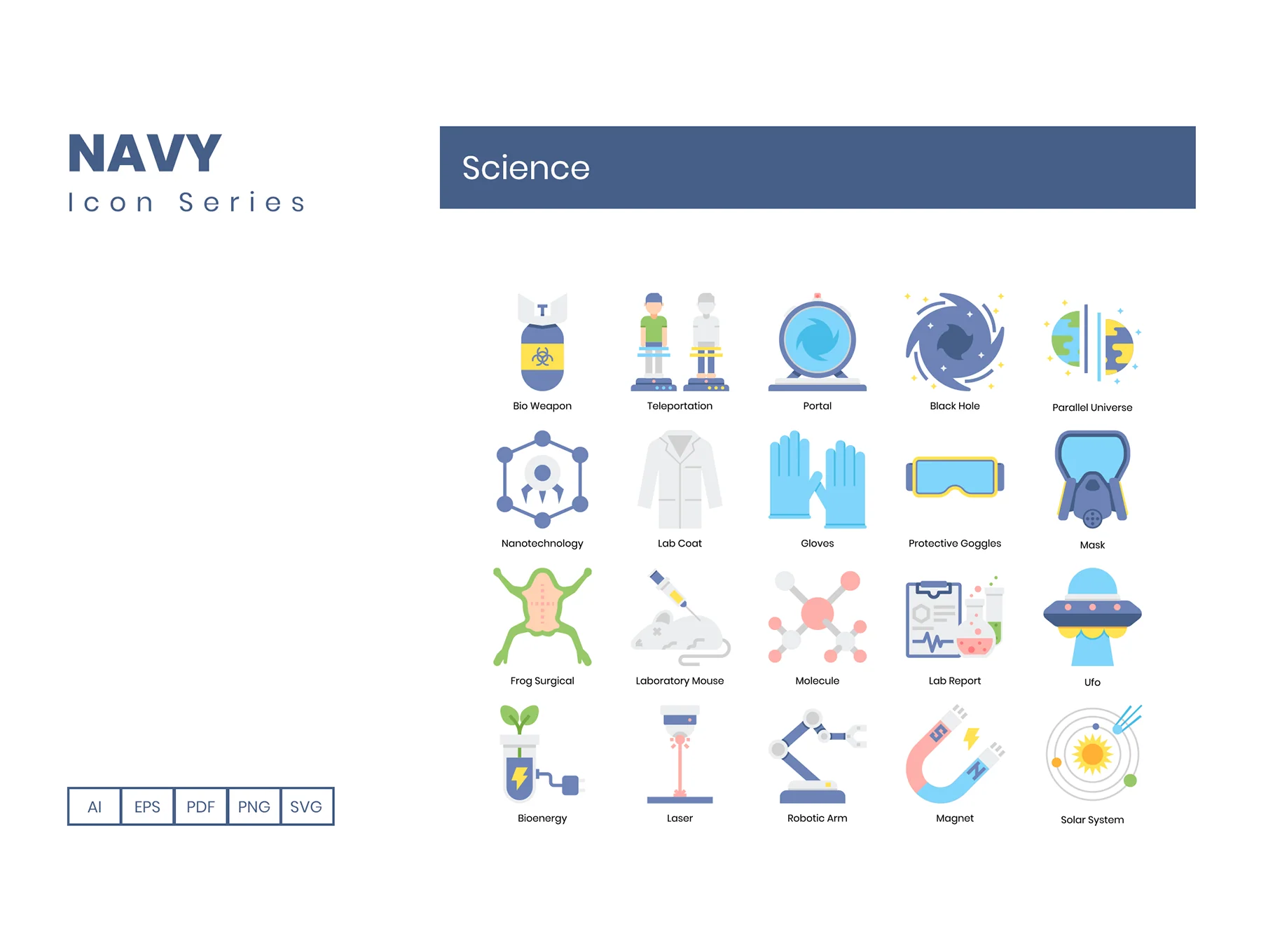 60 Science Icons | Navy Series 4