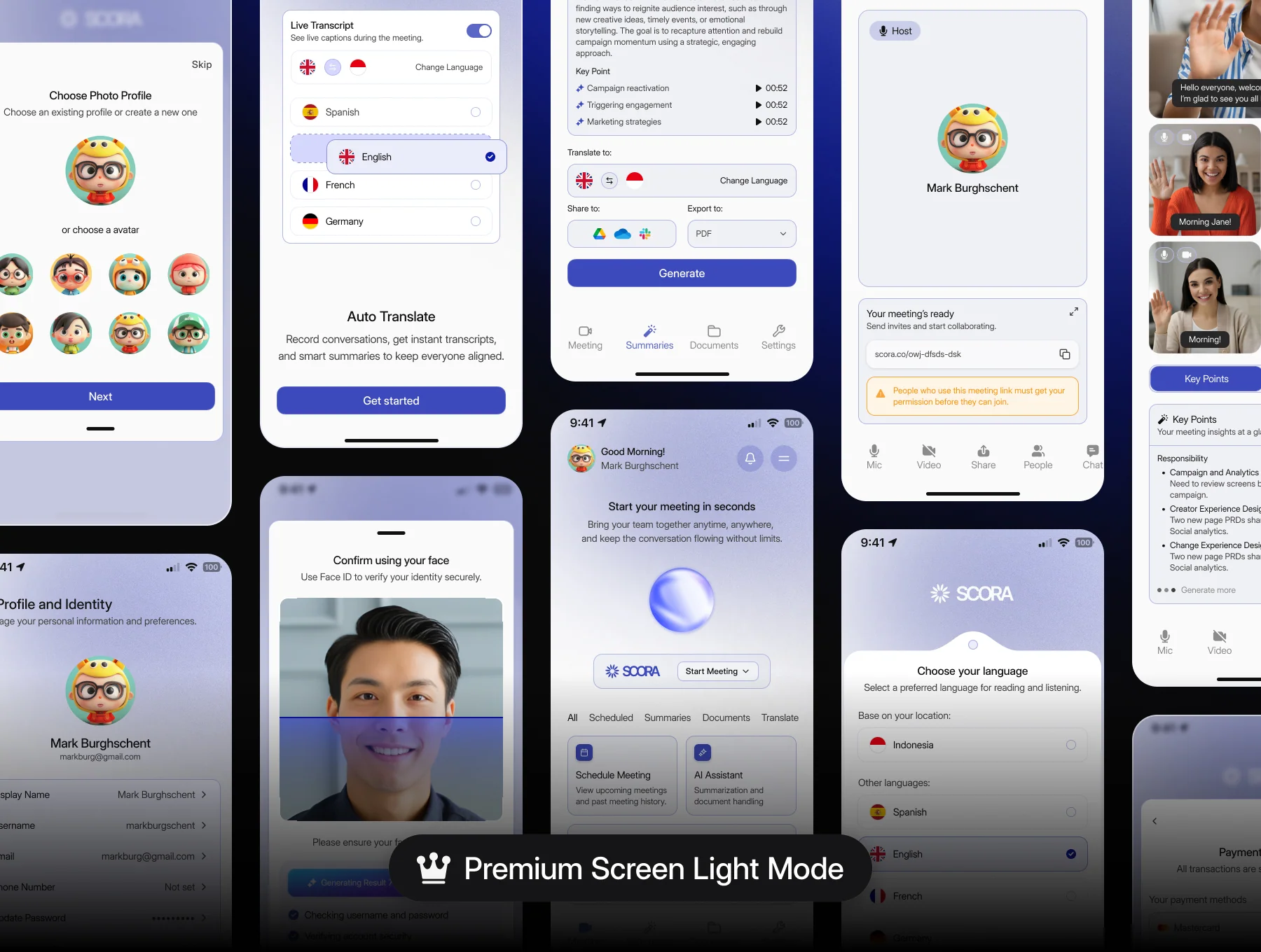 Scora — AI Meeting Video Mobile Apps UI Kit 5