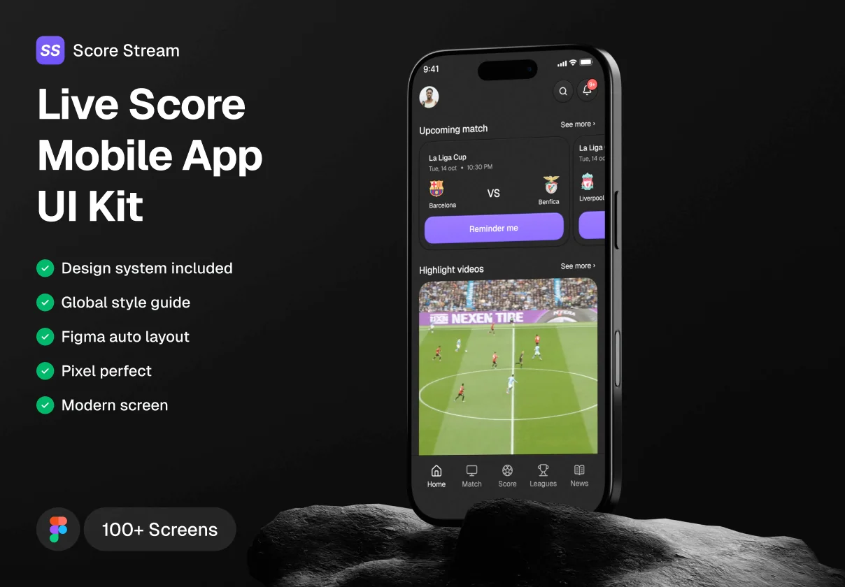 Score Stream - Live Score Mobile App UI Kit