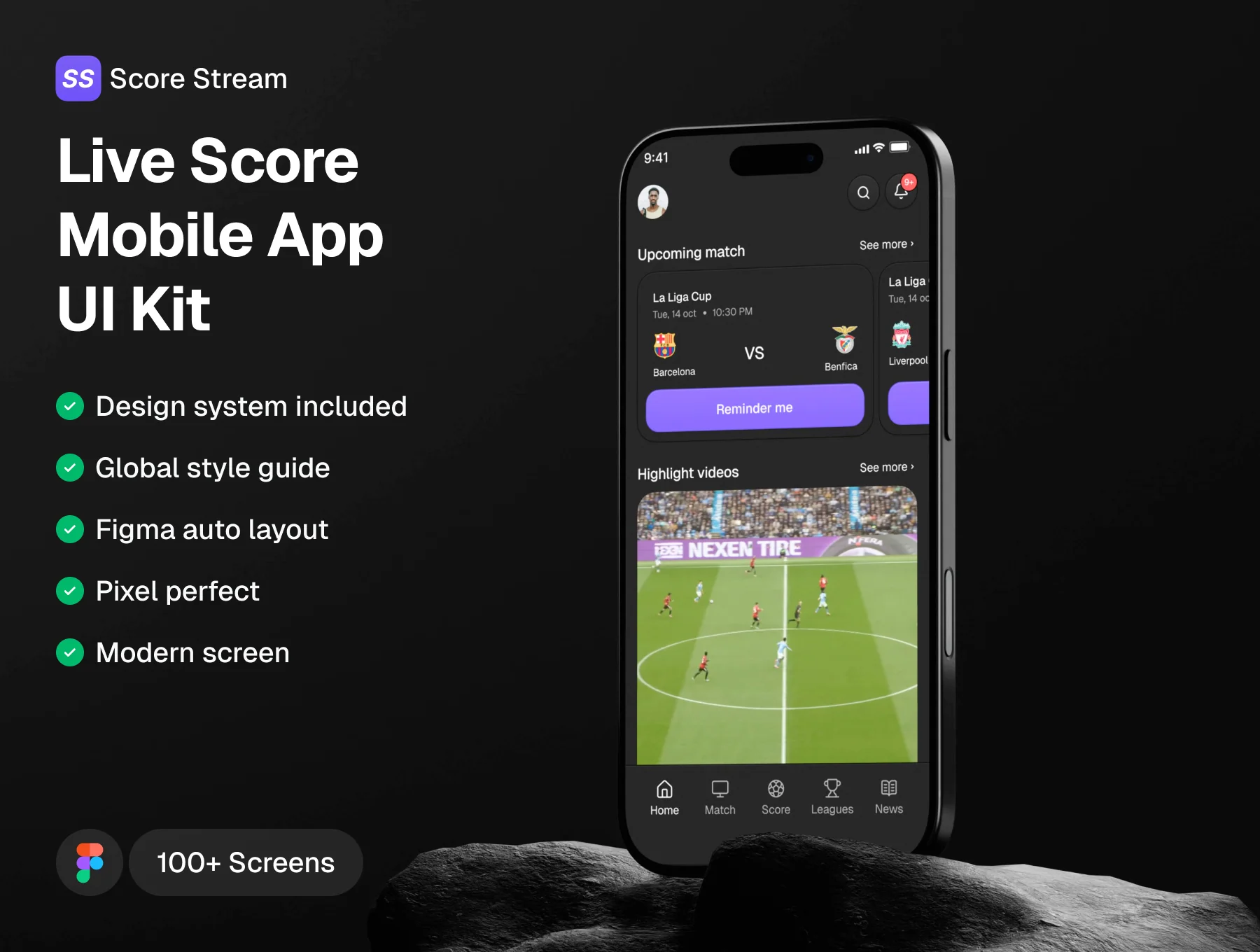 Score Stream - Live Score Mobile App UI Kit