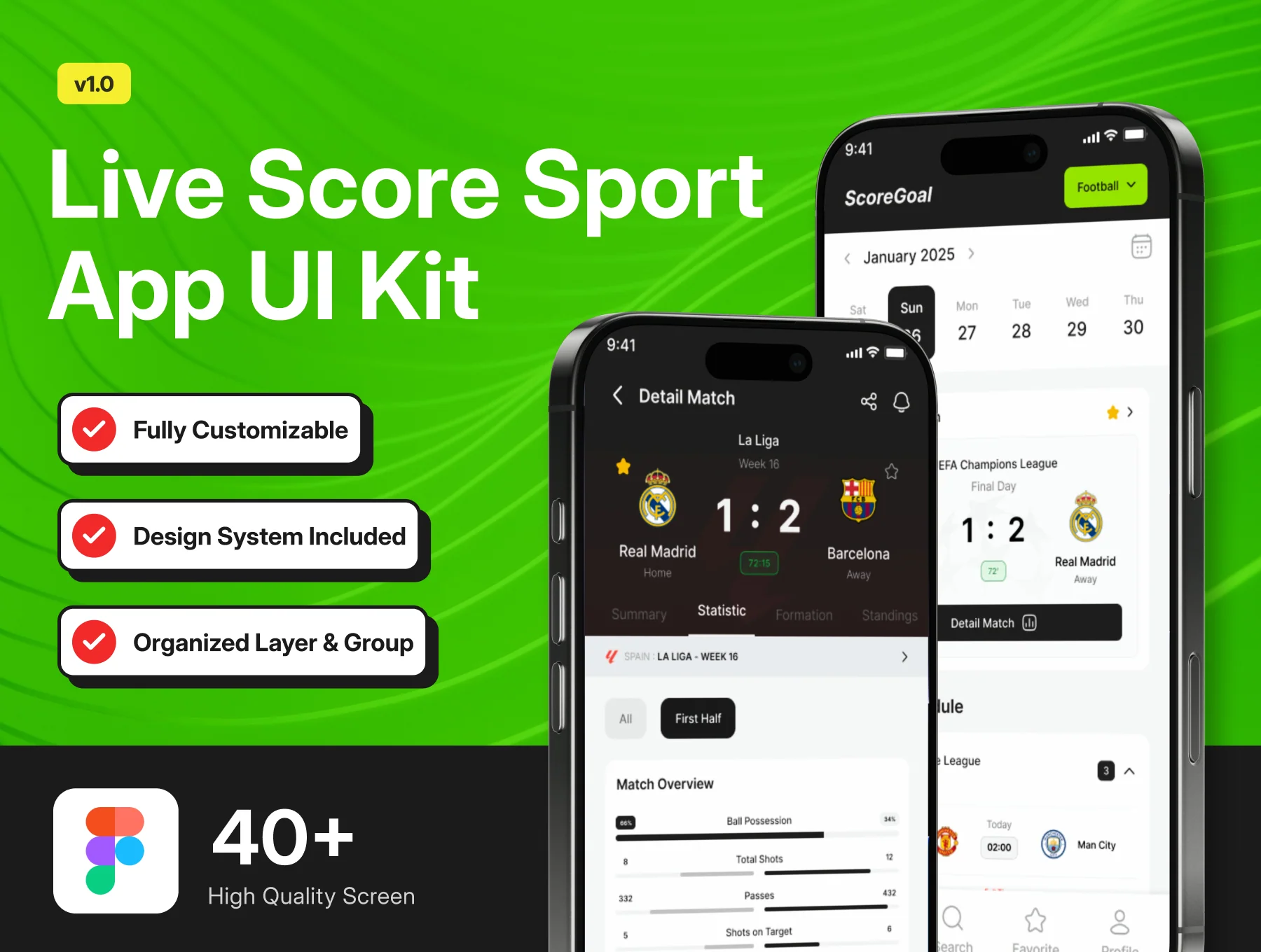 ScoreGoal - Live Score Sport App UI Kit
