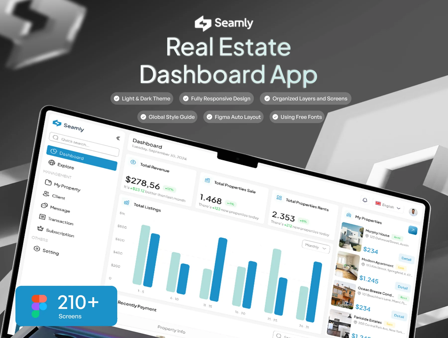 Seamly - Real Estate Dashboard UI Kit