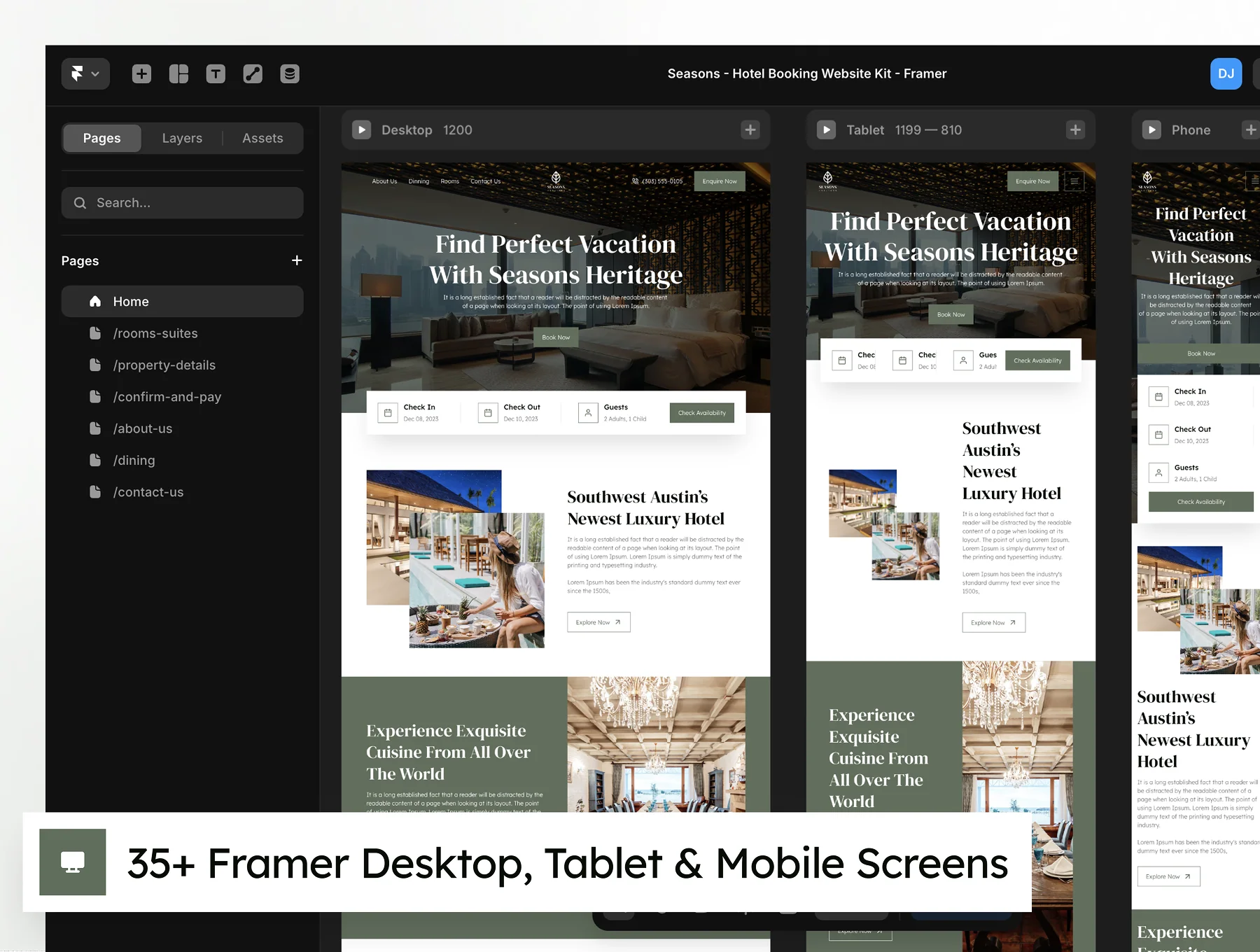 Seasons - Hotel Booking Website Framer Template 8