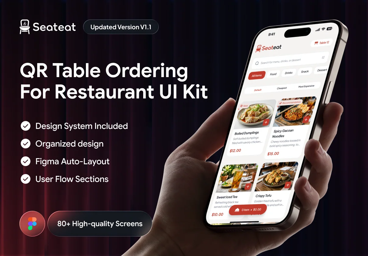 Seateat - QR Table Ordering For Restaurant UI Kit