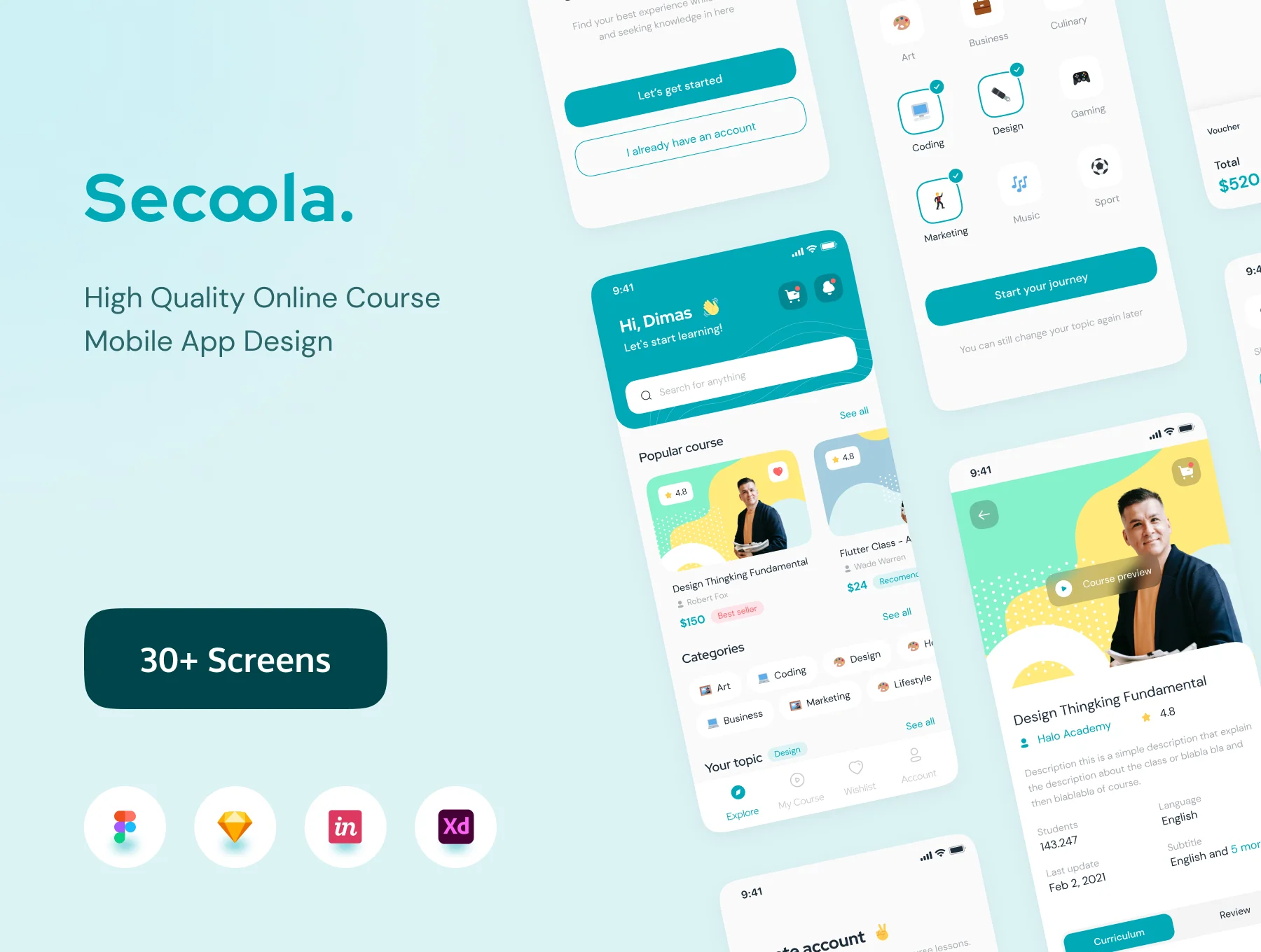 Secoola - Course Mobile Apps UI KIT