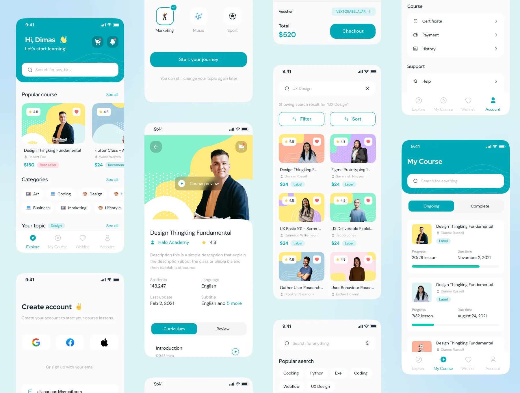 Secoola - Course Mobile Apps UI KIT 3