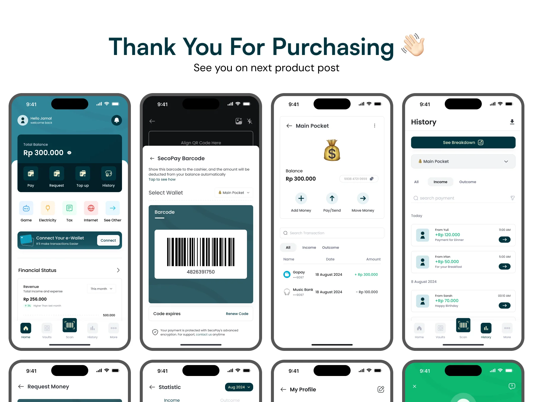 SecoPay: Smart Management e-Wallet App UI KIT 6