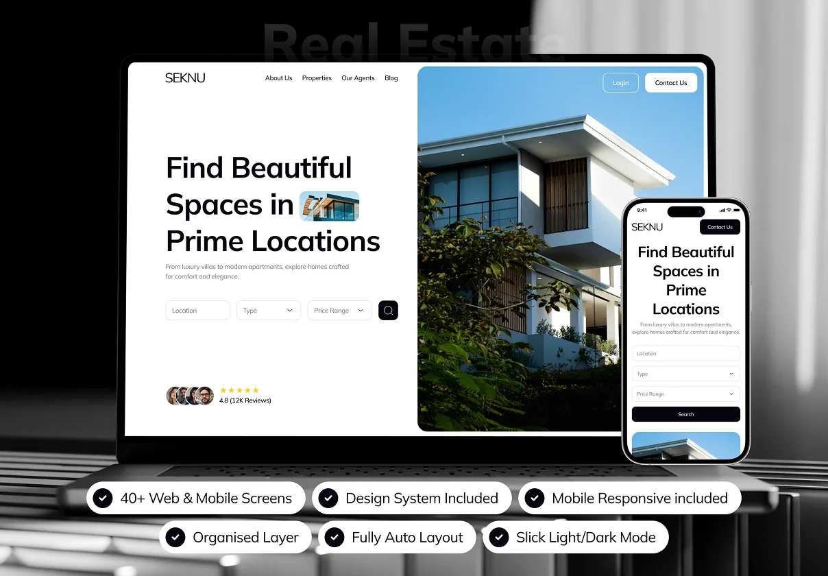SEKNU - Real Estate Website UI Kit