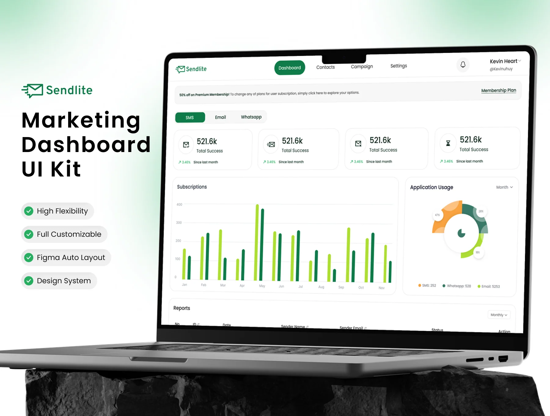 Sendlite - Marketing Dashboard UI Kit