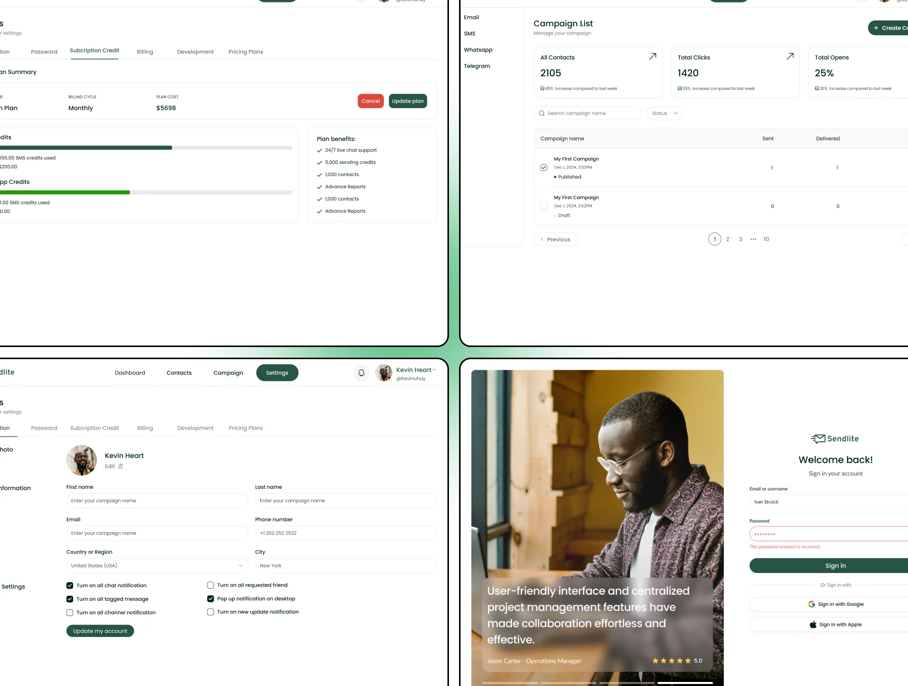 Sendlite - Marketing Dashboard UI Kit 4