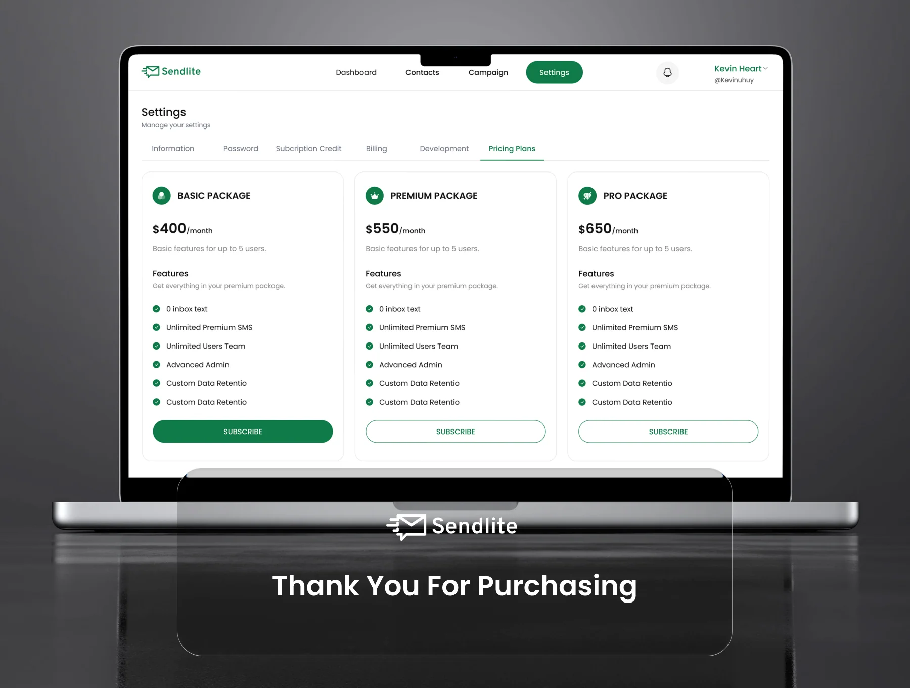 Sendlite - Marketing Dashboard UI Kit 6