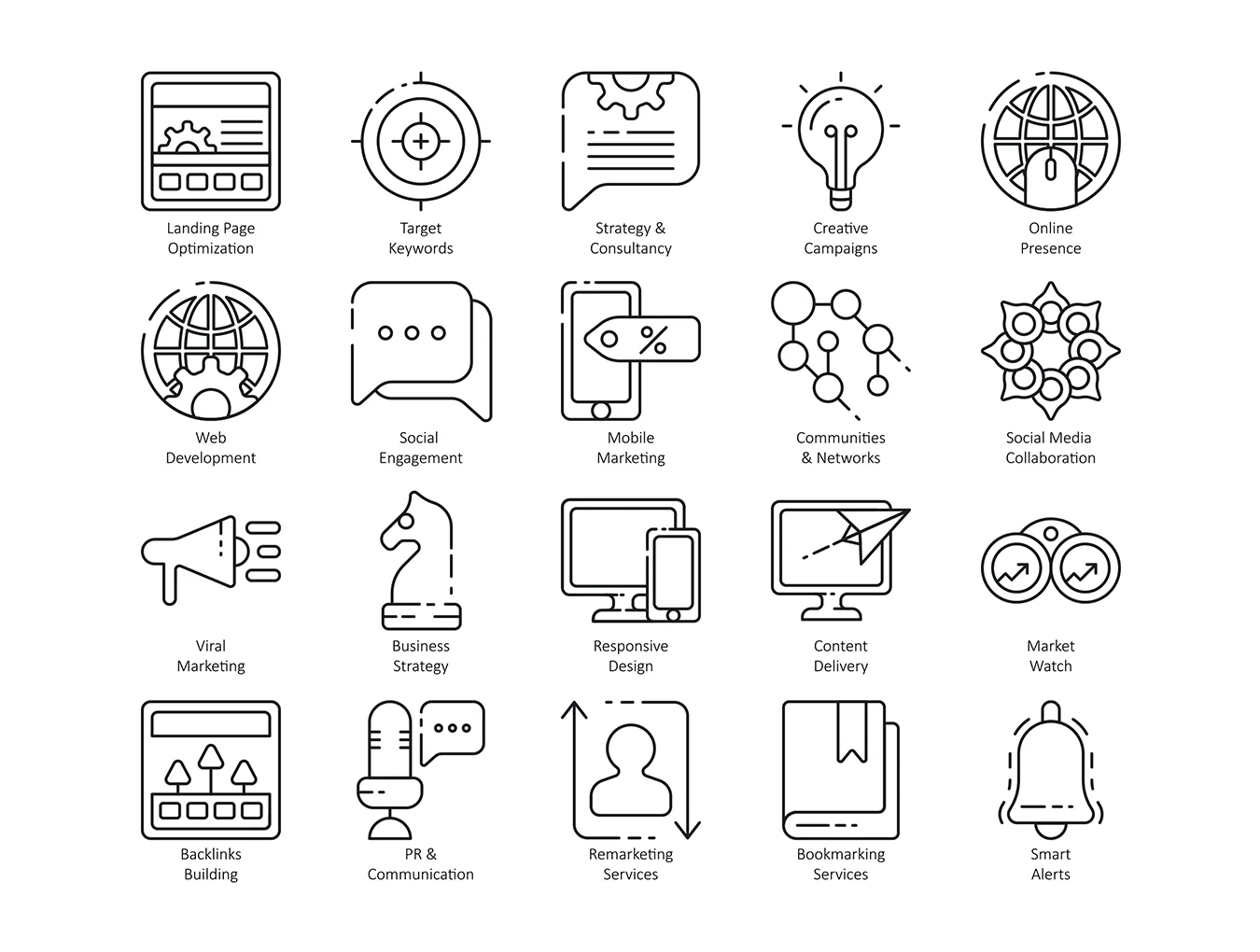 100 SEO Line Icons 3