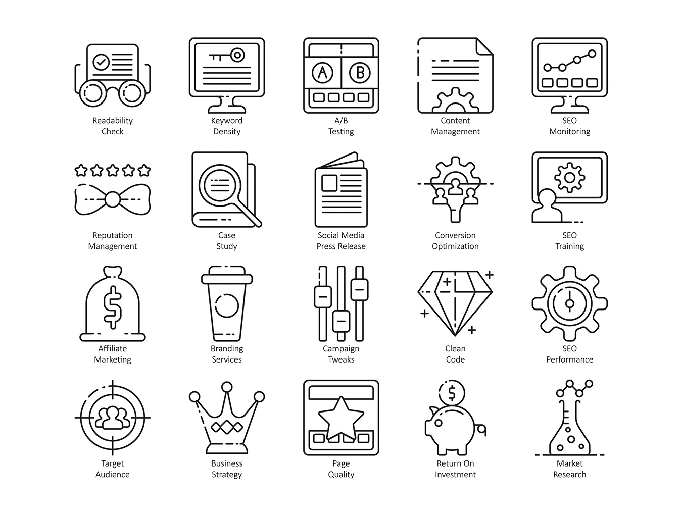 100 SEO Line Icons 4